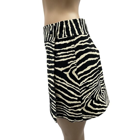 Ideology Womens Zebra Print Mini Wrap Skirt Black Beige A-Line Buttons Stretch 4 - Picture 2 of 10